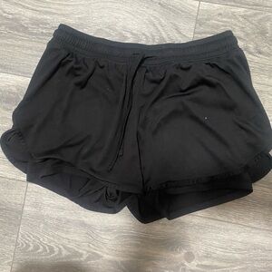 Workout shorts with shorts underneath